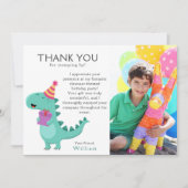 Dinosaurus Verjaardag Foto Party Custom Bedankkaart (Voorkant)