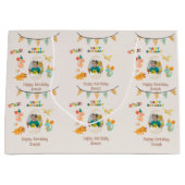 Dinosaurus Verjaardag Gift Bag – Aangepaste naam & Groot Cadeauzakje (Voorkant)