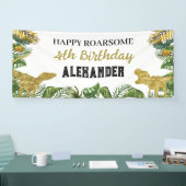 Dinosaurus Verjaardag Goud Roarsome Spandoek (Beurs)