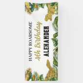 Dinosaurus Verjaardag Goud Roarsome Spandoek (Verticaal)