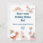 Dinosaurus Verjaardag Groeten Bedankkaart (Voorkant)