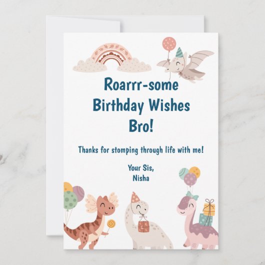 Dinosaurus Verjaardag Groeten Bedankkaart