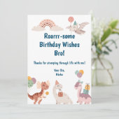 Dinosaurus Verjaardag Groeten Bedankkaart (Staand voorkant)