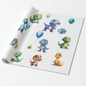 Dinosaurus Verjaardag Inpakpapier (Uitgerold)