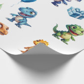 Dinosaurus Verjaardag Inpakpapier (Hoek)