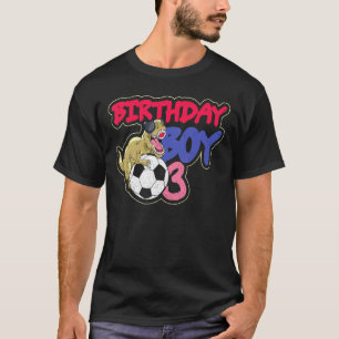 Dinosaurus Verjaardag Jongen 3 Jaar Oud Dino Voetb T-shirt