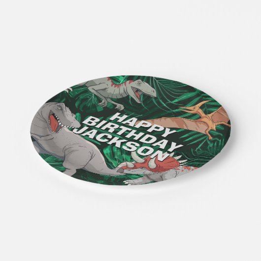  Dinosaurus Verjaardag Kinder Jurassic Trex Papieren Bordje (Gekanteld)