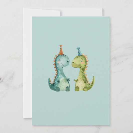 Dinosaurus Verjaardag Kinder Partij Kaart (Achterkant)