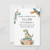 Dinosaurus Verjaardag Kinder Partij Kaart (Voorkant)