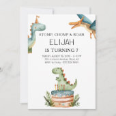 Dinosaurus Verjaardag Kinder Partij Kaart (Voorkant)