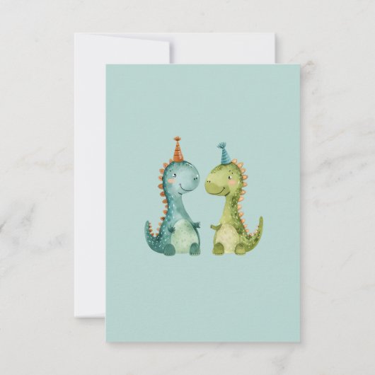 Dinosaurus Verjaardag Kinder Partij Kaart (Achterkant)
