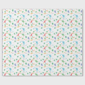 Dinosaurus Verjaardag Kleurrijk Schattig Cadeaupapier (Vlak)