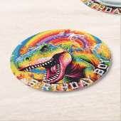 Dinosaurus verjaardag kleurrijke schattig ronde kartonnen onderzetter (Gebogen)