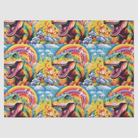 Dinosaurus verjaardag kleurrijke schattig tissuepapier (Voorkant)