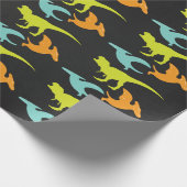 Dinosaurus Verjaardag Krijtbord silhouet Cadeaupapier (Hoek)