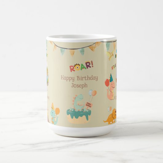 Dinosaurus Verjaardag Mok Gift – Aangepaste Naam & (Center)
