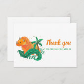 Dinosaurus Verjaardag | Oranje Triceratops Dank u Bedankkaart (Voorkant / Achterkant)
