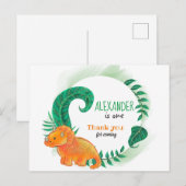 Dinosaurus Verjaardag | Oranje Triceratops Dank u Briefkaart (Voorkant / Achterkant)