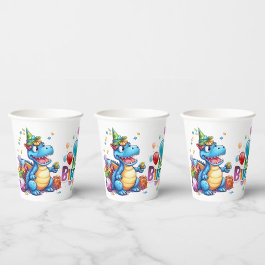 Dinosaurus Verjaardag Papieren Bekers (Multi)