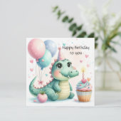 Dinosaurus verjaardag Persoonlijke aangepaste kaar (Staand voorkant)