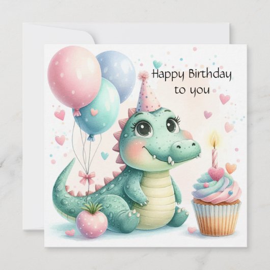 Dinosaurus verjaardag Persoonlijke aangepaste kaar (Voorkant)