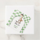 Dinosaurus Verjaardag Retro T Rex Geruit Bedankjes Labels (In situ)