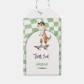 Dinosaurus Verjaardag Retro T Rex Geruit Cadeaulabel (Voorkant)