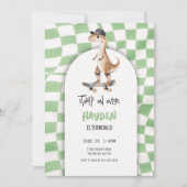 Dinosaurus Verjaardag Retro T Rex Geruit Kaart (Voorkant)