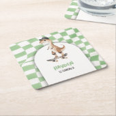 Dinosaurus Verjaardag Retro T Rex Geruit Kartonnen Onderzetters (Schuin)