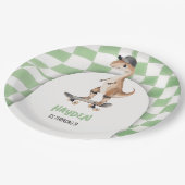 Dinosaurus Verjaardag Retro T Rex Geruit Papieren Bordje (Gekanteld)