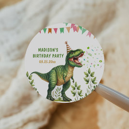 Dinosaurus Verjaardag Ronde Sticker