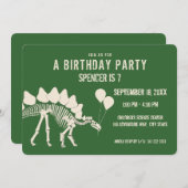 Dinosaurus Verjaardag Stegosaurus met Ballonnen Kaart (Voorkant / Achterkant)