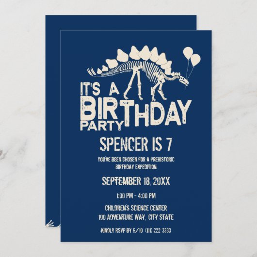 Dinosaurus Verjaardag Stegosaurus met Ballonnen Kaart (Voorkant / Achterkant)