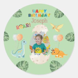 Dinosaurus Verjaardag stickers - Aangepaste naam