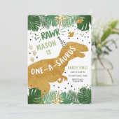 Dinosaurus Verjaardag T-Rex Boy 1e Eerste Verjaard Kaart (Staand voorkant)