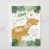 Dinosaurus Verjaardag T-Rex Boy Two Dino 2e Verjaa Kaart (Voorkant)