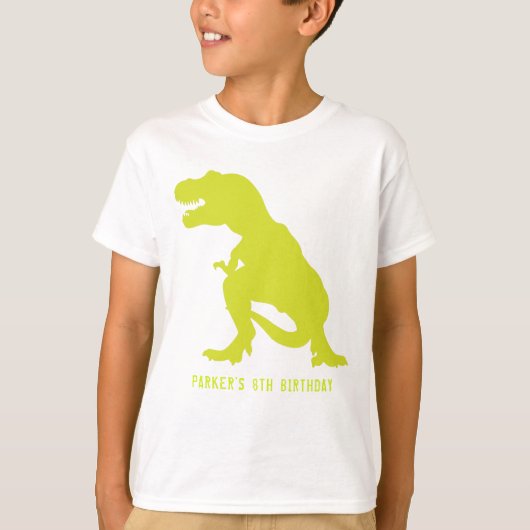 Dinosaurus verjaardag T Rex gepersonaliseerd T-shirt (Voorkant)
