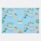 Dinosaurus Verjaardag Thema – Aangepaste Naam & Fo Inpakpapier Vel (Voorkant 2)