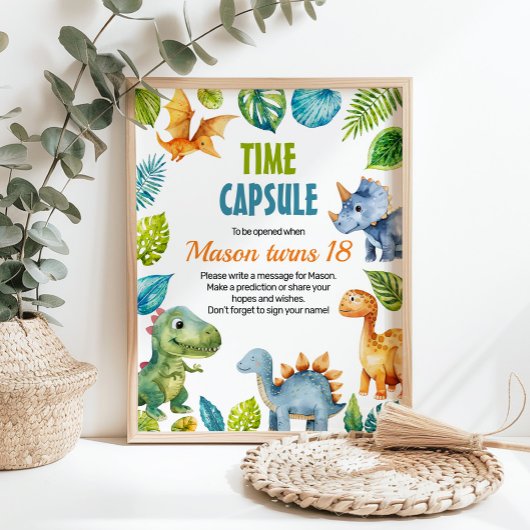 Dinosaurus Verjaardag Tijd Capsule Teken Poster