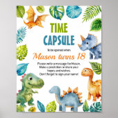 Dinosaurus Verjaardag Tijd Capsule Teken Poster (Voorkant)