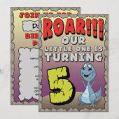 Dinosaurus Verjaardag Uitnodiging 5 jaar oud (Voorkant / Achterkant)