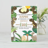 Dinosaurus Verjaardag Uitnodiging: Dino Adventure, Feestdagenkaart (Staand voorkant)