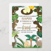 Dinosaurus Verjaardag Uitnodiging: Dino Adventure, Feestdagenkaart (Voorkant / Achterkant)