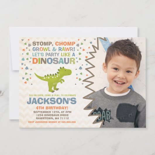 Dinosaurus Verjaardag Uitnodiging Dinosaurus Graaf (Voorkant)