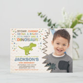 Dinosaurus Verjaardag Uitnodiging Dinosaurus Graaf (Staand voorkant)