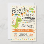 Dinosaurus Verjaardag Uitnodiging Dinosaurus Roar  (Voorkant)