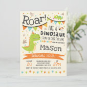 Dinosaurus Verjaardag Uitnodiging Dinosaurus Roar  (Staand voorkant)