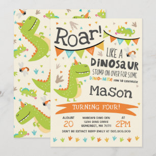 Dinosaurus Verjaardag Uitnodiging Dinosaurus Roar 