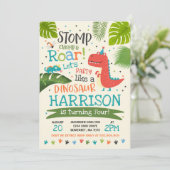 Dinosaurus Verjaardag Uitnodiging Dinosaurus Roar  (Staand voorkant)