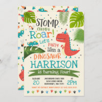 Dinosaurus Verjaardag Uitnodiging Dinosaurus Roar